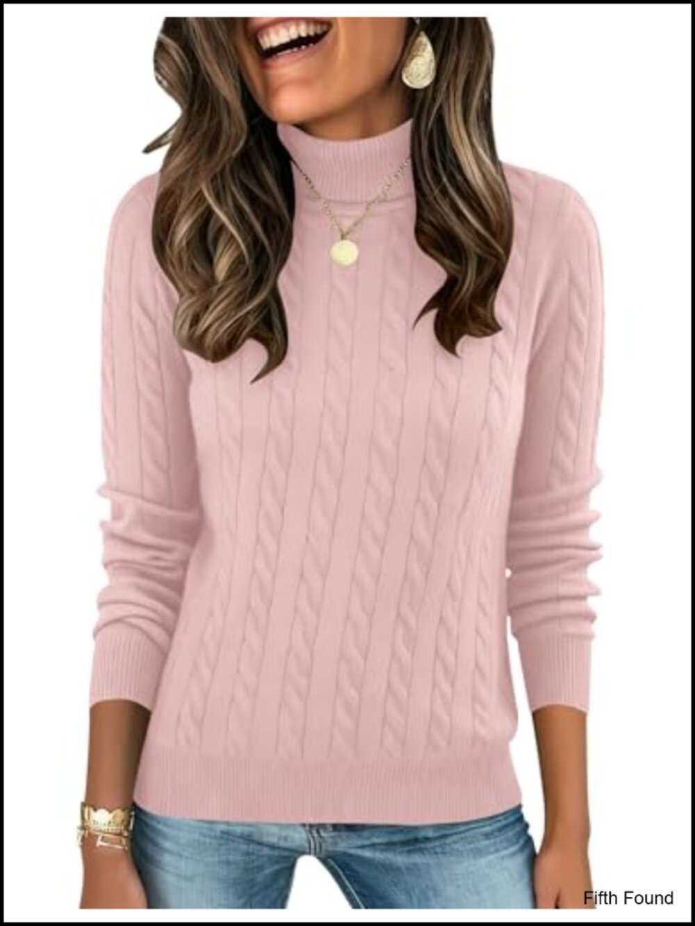 Women's Cable Knit Turtleneck Sweater Slim Fit Long Sleeve Pullover
